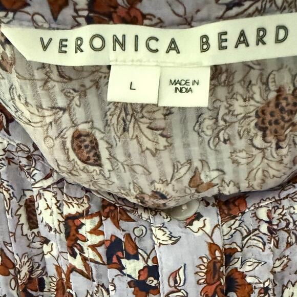 Veronica Beard‎ Windansea Floral-Print Pleated Maxi Dress Lavender Size Large - Picture 10 of 14